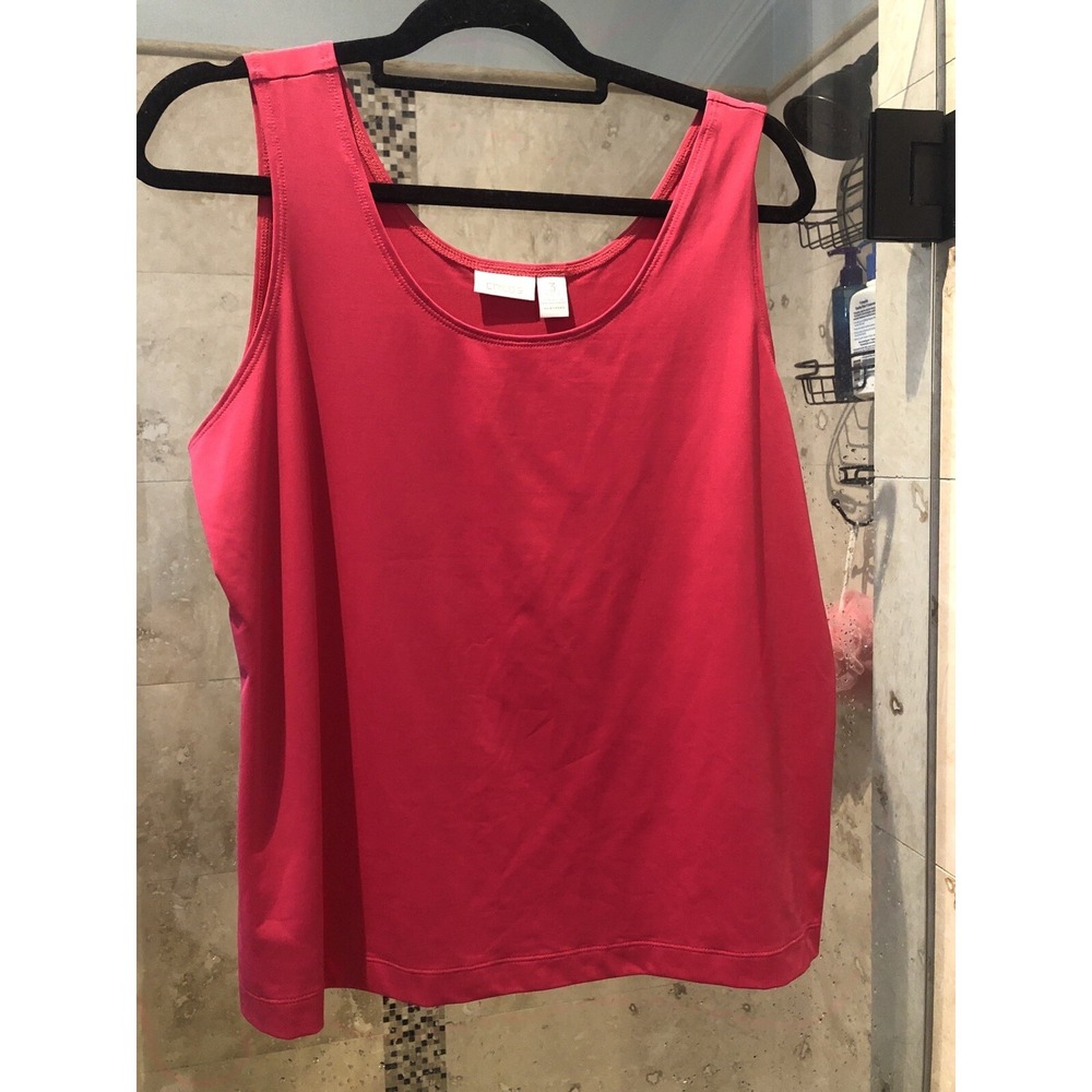 Chico's Bright Pink Nylon Spandex Sleeveless Tank Top Size 3